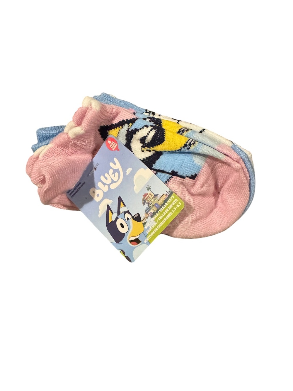 NWT Bluey Kids Crew Socks - Pink, Blue, Yellow